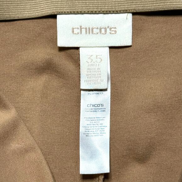 Chico’s Ankle Stretch Trousers Womens Peanut Tan Pull-On Elastic Waist Sz 3.5 18 - Picture 3 of 6